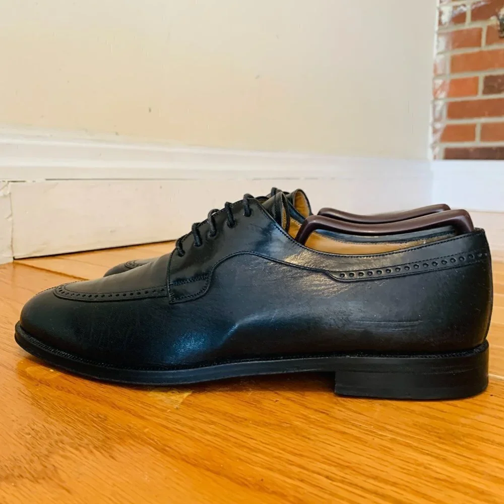 Mezlan Split-Toe Oxford Dress Shoes Black Men Size 8.5 M Made In Italy